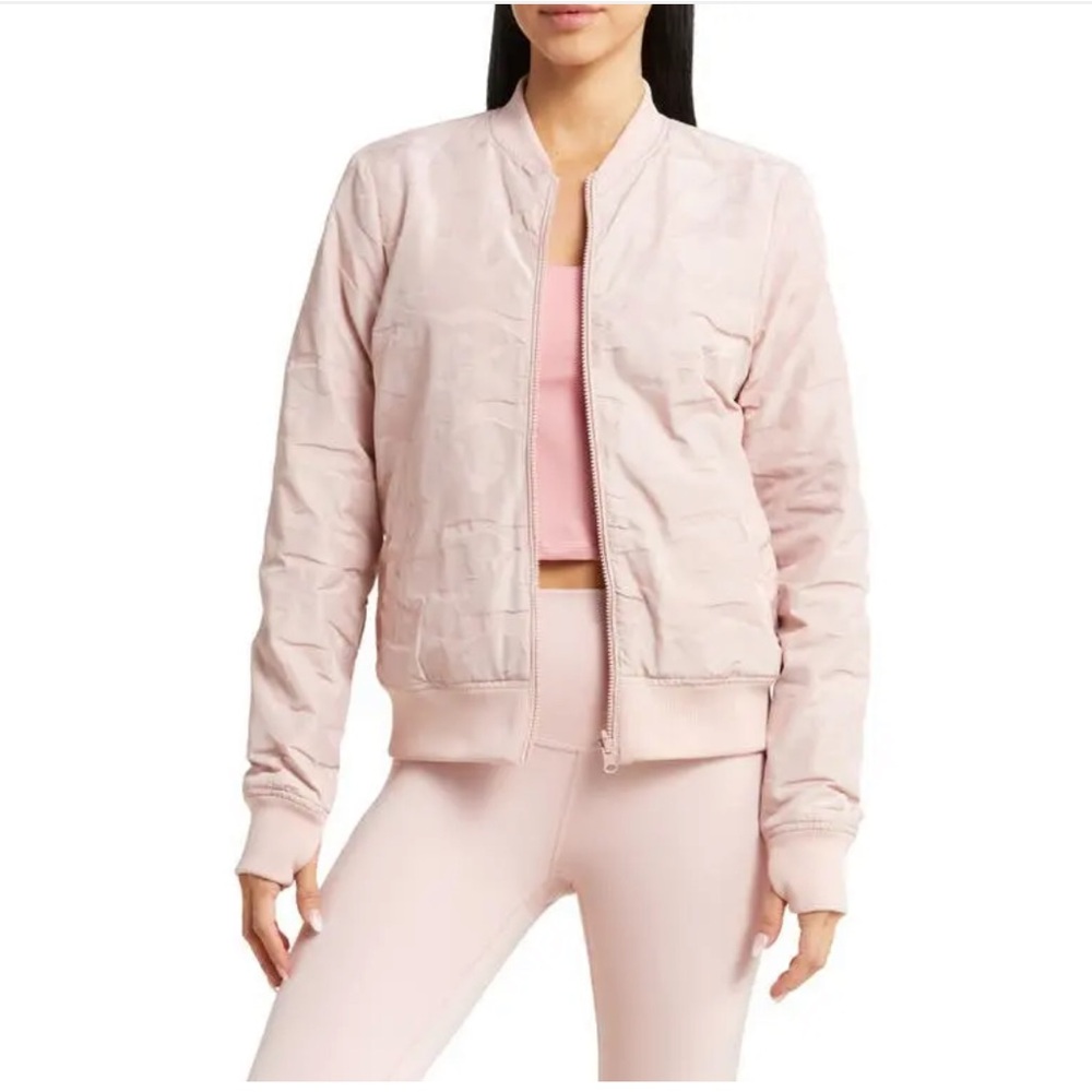 Blanc Noir Camo Reversible Bomber Jacket in Pink